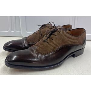 Mezlan Marti Spain Oxford Brogue calfskin leather houndstooth plaid dress shoes